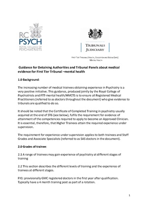 2019-04 RCPsych and Tribunals Judiciary Guidance about medical evidence.pdf