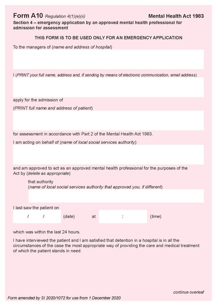 File:Form A10 section 4 - emergency application by an approved mental health professional for admission for assessment.pdf